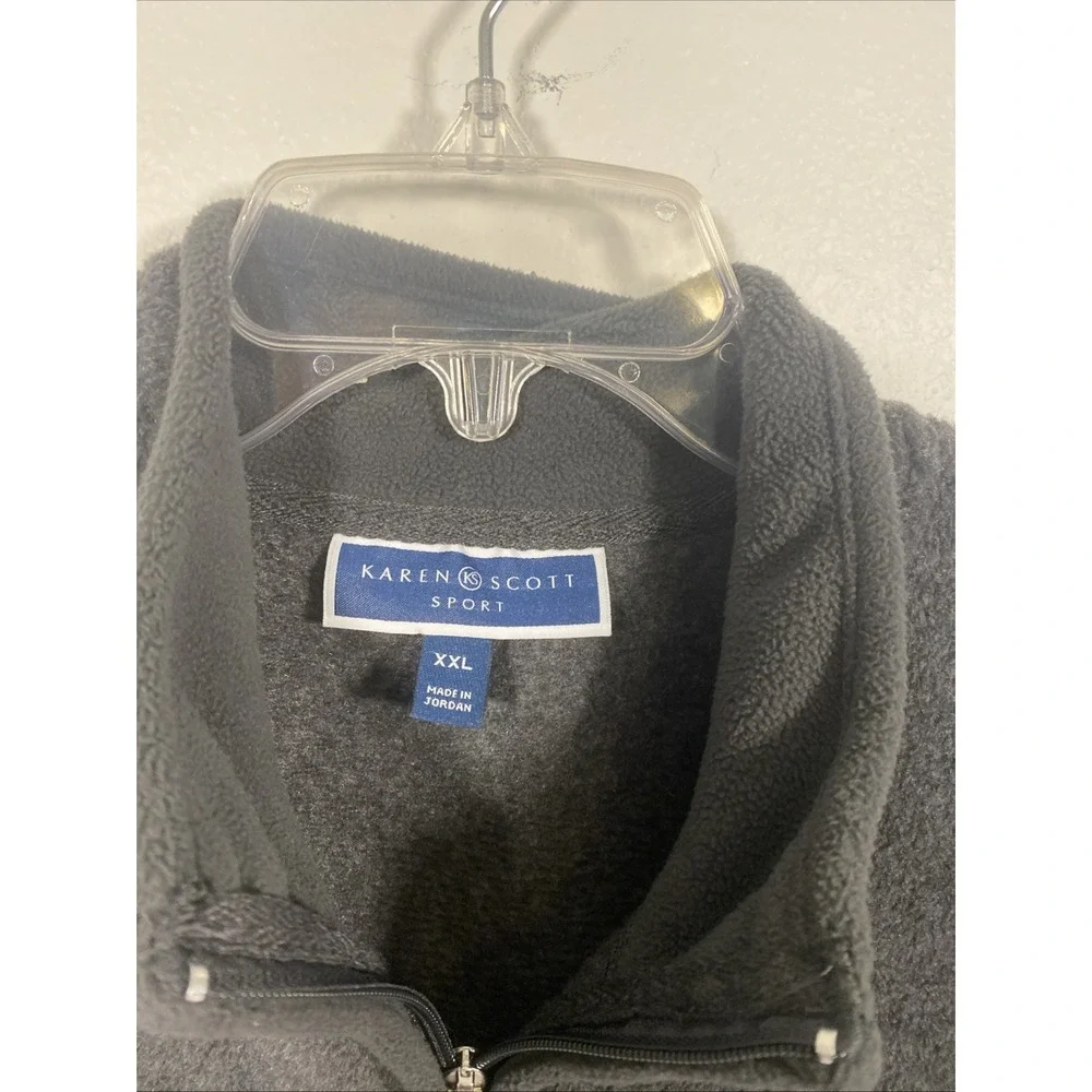 Karen Scott Vest Fleece Zip Front Gray XXL U1‎